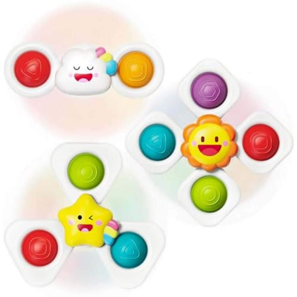 Baby Suction Cup Spinner Toy Sensory Bath Toy Toddler Travel High Chair Toy Fun